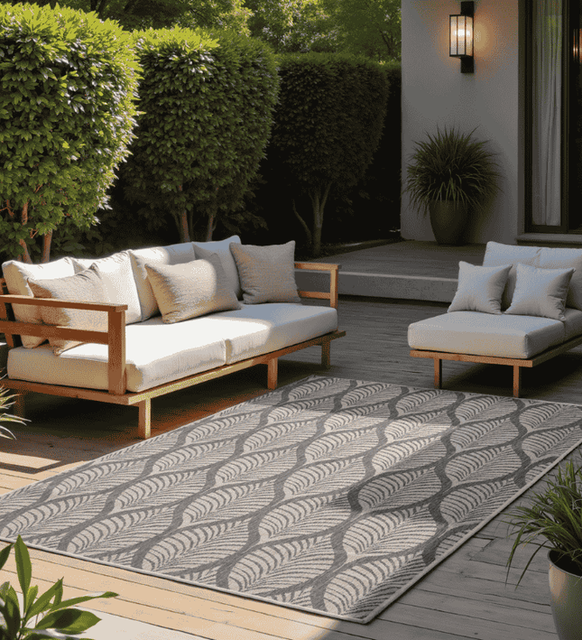 NORTHRUGS Dubbelzijdig Buitenkleed Liora - Wit / Grijs
