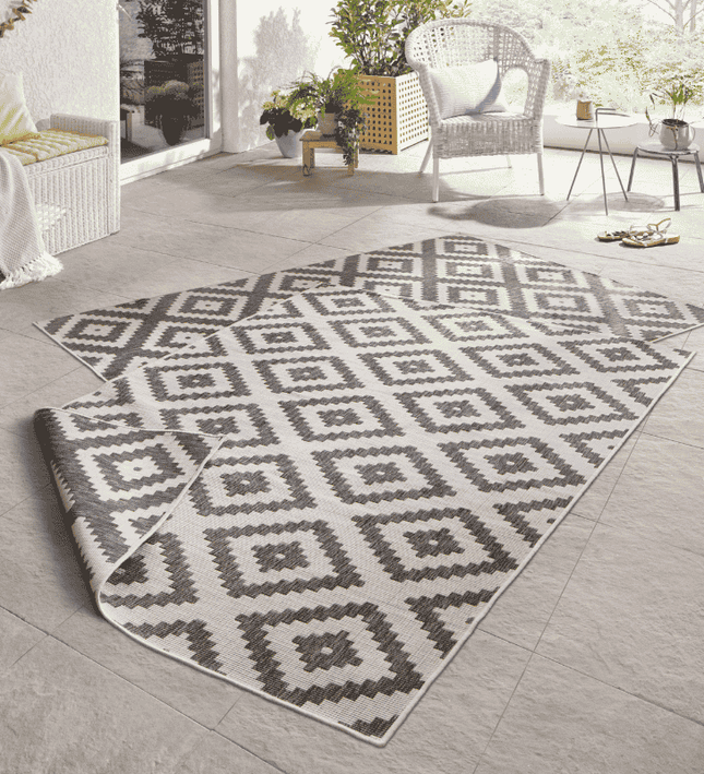 NORTHRUGS Dubbelzijdig Buitenkleed Malta - Grijs/Creme