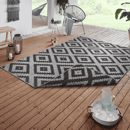 NORTHRUGS Dubbelzijdig Buitenkleed Malta - Grijs/Zwart