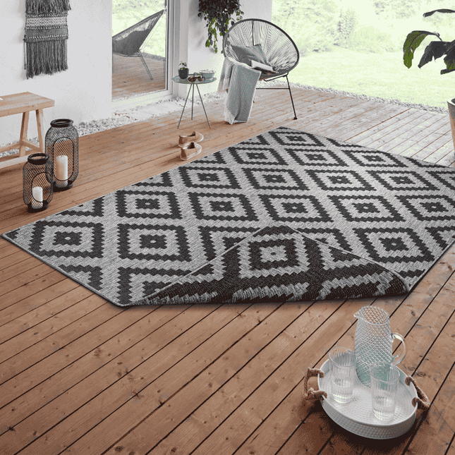 NORTHRUGS Dubbelzijdig Buitenkleed Malta - Grijs/Zwart