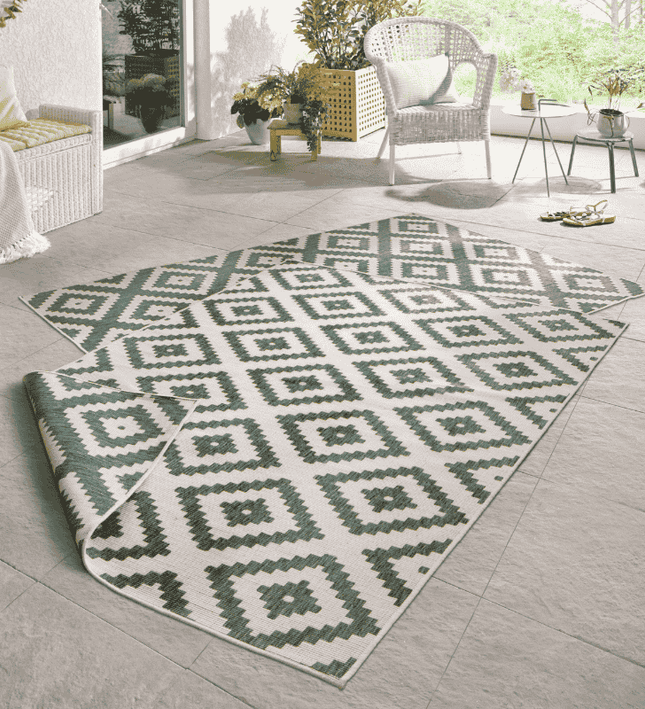 NORTHRUGS Dubbelzijdig Buitenkleed Malta - Groen/Creme