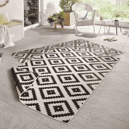 NORTHRUGS Dubbelzijdig Buitenkleed Malta - Zwart/Creme