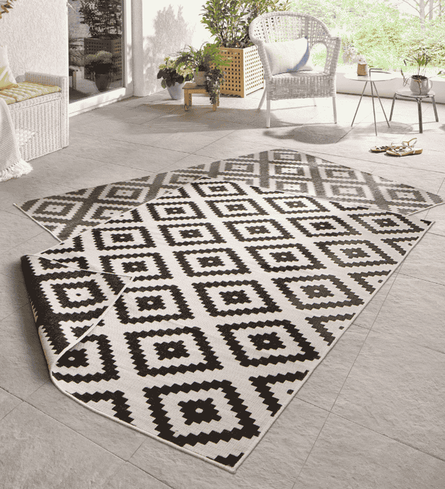 NORTHRUGS Dubbelzijdig Buitenkleed Malta - Zwart/Creme
