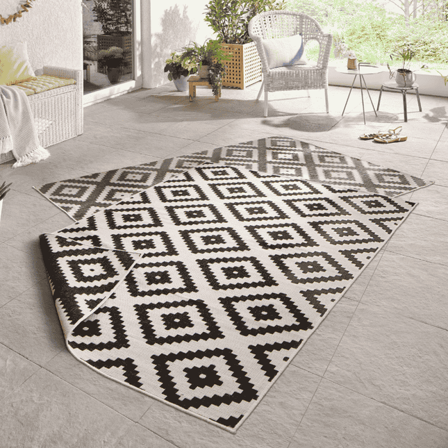 NORTHRUGS Dubbelzijdig Buitenkleed Malta - Zwart/Creme