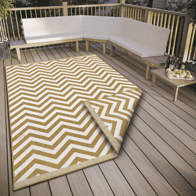 NORTHRUGS Dubbelzijdig Buitenkleed Palma - Beige/Wit