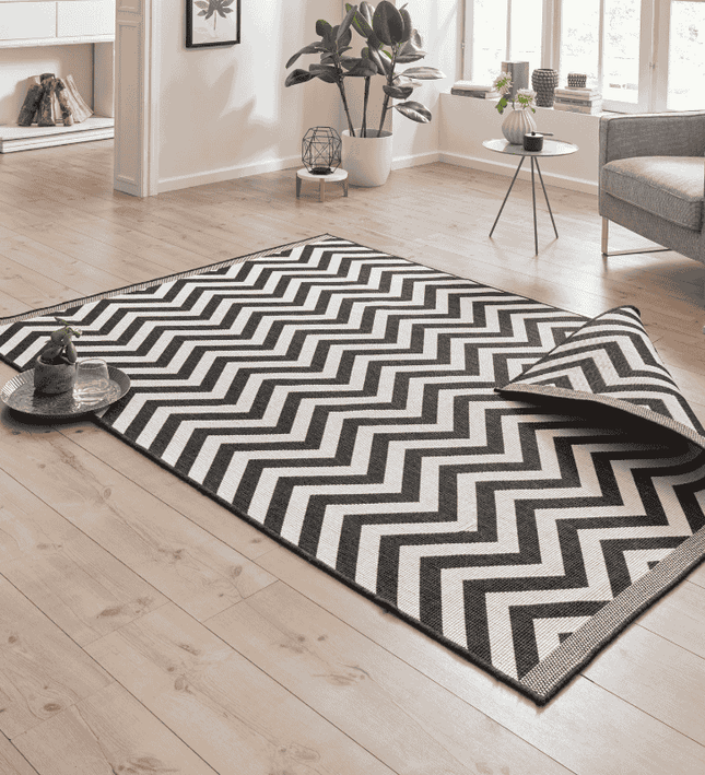 NORTHRUGS Dubbelzijdig Buitenkleed Palma - Zwart/Creme