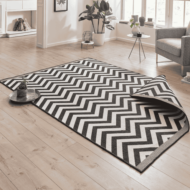 NORTHRUGS Dubbelzijdig Buitenkleed Palma - Zwart/Creme