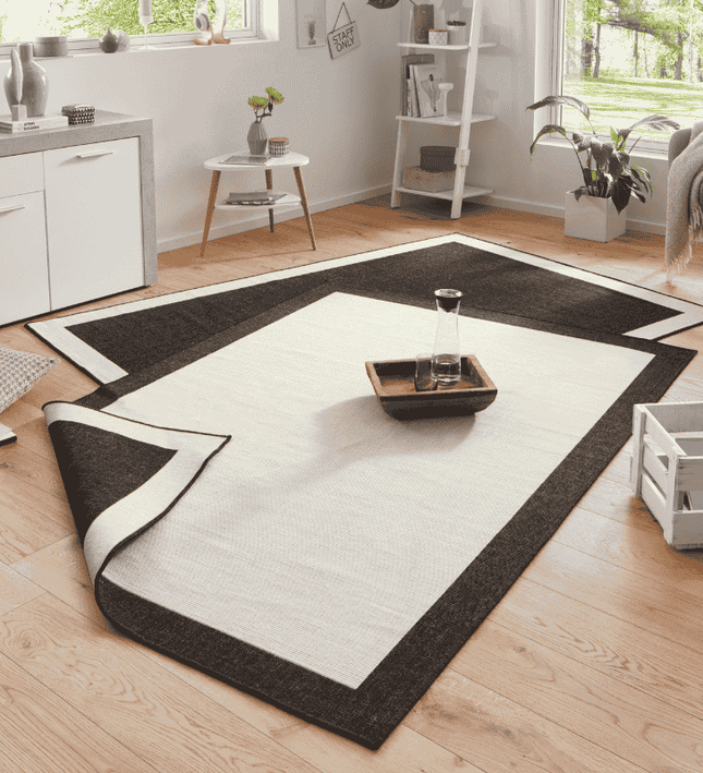 NORTHRUGS Dubbelzijdig Buitenkleed Panama - Zwart/Creme
