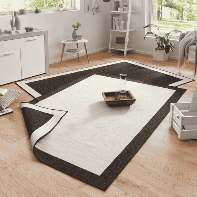 NORTHRUGS Dubbelzijdig Buitenkleed Panama - Zwart/Creme