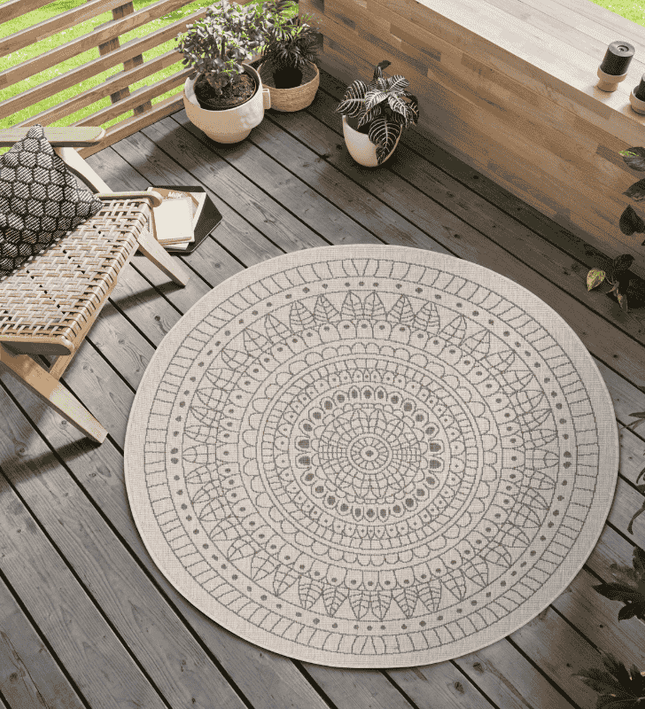 NORTHRUGS Dubbelzijdig Buitenkleed Porto Rond - Beige/Creme