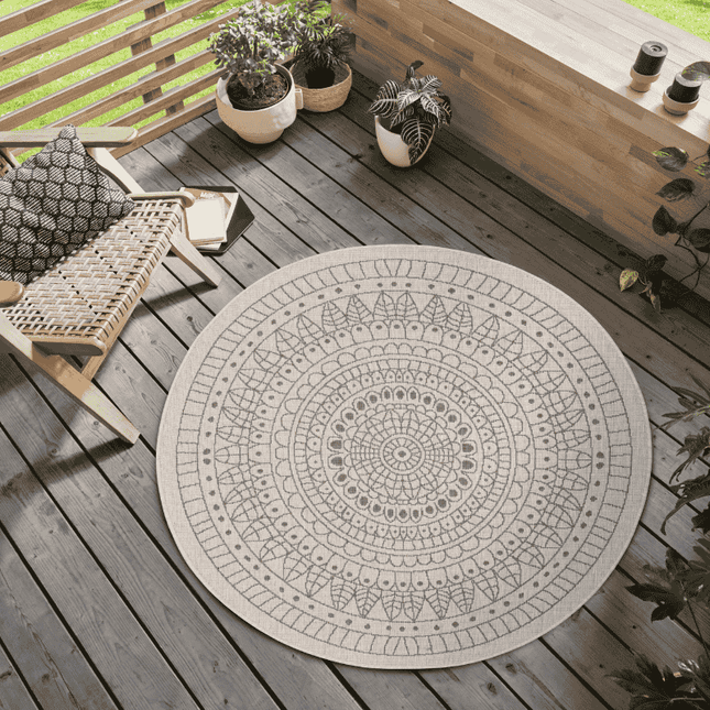 NORTHRUGS Dubbelzijdig Buitenkleed Porto Rond - Beige/Creme