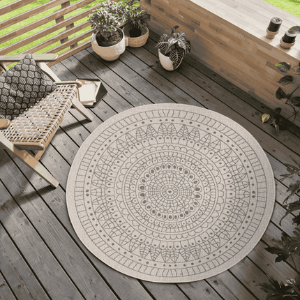 NORTHRUGS Dubbelzijdig Buitenkleed Porto Rond - Beige/Creme