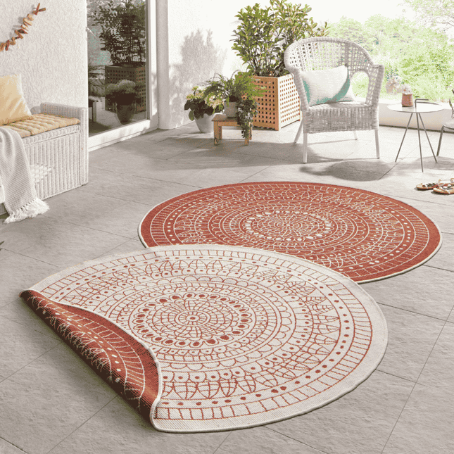 NORTHRUGS Dubbelzijdig Buitenkleed Porto Rond - Terra/Creme