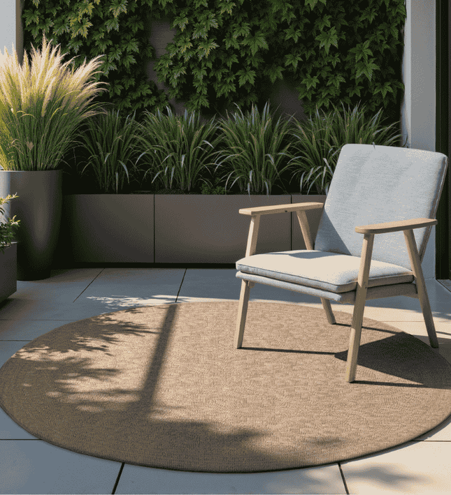 NORTHRUGS Dubbelzijdig Buitenkleed Rosel Rond - Beige