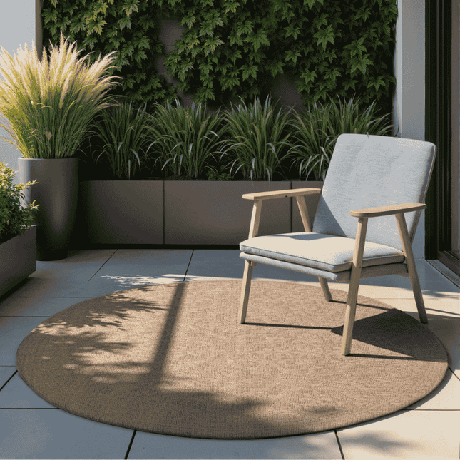 NORTHRUGS Dubbelzijdig Buitenkleed Rosel Rond - Beige
