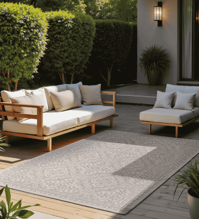 NORTHRUGS Dubbelzijdig Buitenkleed Rosel - Wit / Grijs