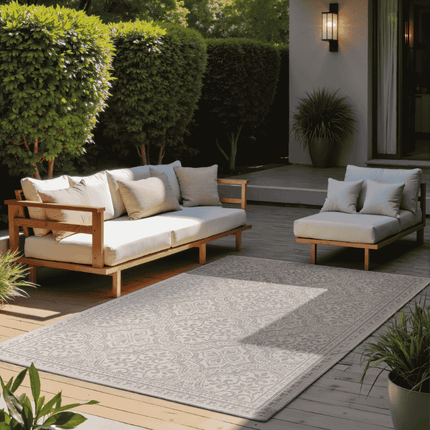 NORTHRUGS Dubbelzijdig Buitenkleed Rosel - Wit / Grijs