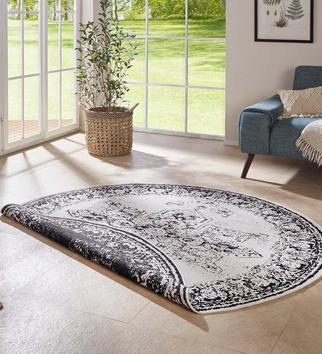 NORTHRUGS Twin Supreme Dubbelzijdig Rond Vloerkleed Borbon - Zwart