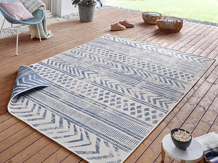 NORTHRUGS Twin Supreme Dubbelzijdig vloerkleed Biri - Blauw / Crème