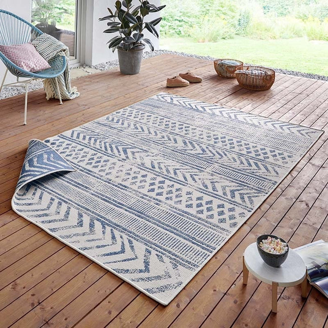 NORTHRUGS Twin Supreme Dubbelzijdig vloerkleed Biri - Blauw / Crème