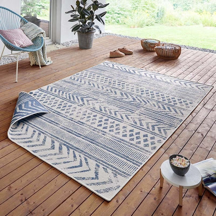 NORTHRUGS Twin Supreme Dubbelzijdig vloerkleed Biri - Blauw / Crème