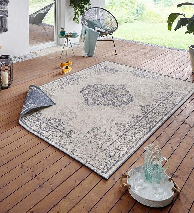 NORTHRUGS Twin Supreme Dubbelzijdig vloerkleed Triomphe - Blauw / Crème