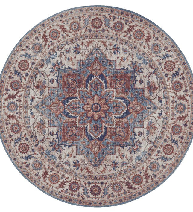 Nouristan Vintage Vloerkleed Anthea Rond - Creme/Blauw
