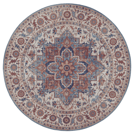 Nouristan Vintage Vloerkleed Anthea Rond - Creme/Blauw