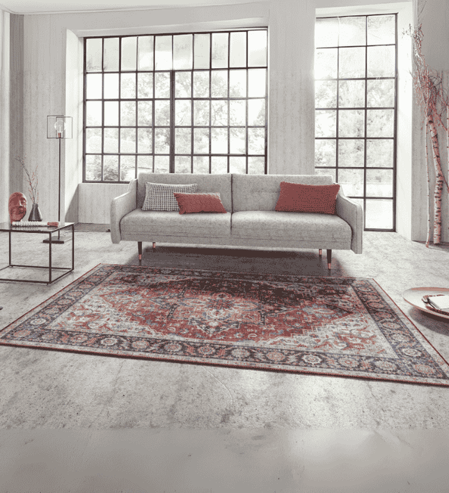 Nouristan Vintage Vloerkleed Anthea - Rood/Blauw