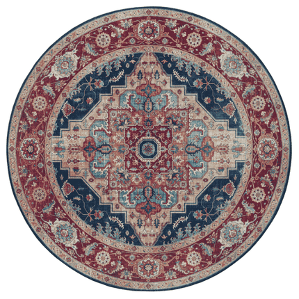 Nouristan Vintage Vloerkleed Sylla Rond - Rood/Blauw