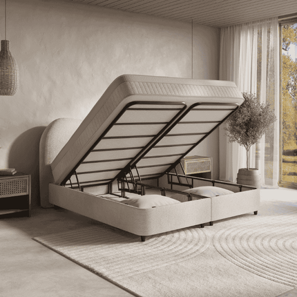 Boxspring met Opbergruimte - Arcus - Off-White