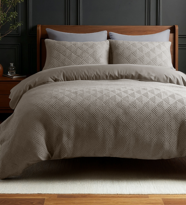 Dekbedovertrek 3D Embossed - Milano - Taupe/Grijs