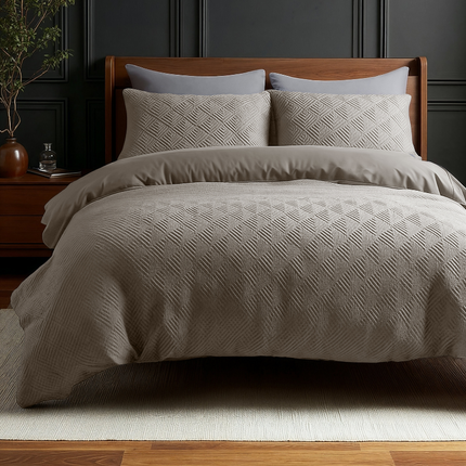 Dekbedovertrek 3D Embossed - Milano - Taupe/Grijs