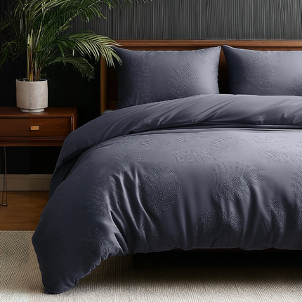 Dekbedovertrek 3D Embossed - Leaves - Antraciet