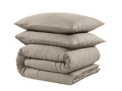 Dekbedovertrek 3D Embossed - Leaves - Taupe/Grijs