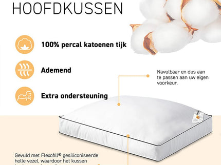 Orange Line Boxkussen Percale-Katoen - Comfort Plus