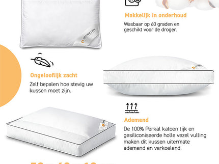 Orange Line Hoofdkussen Percale Katoen - Comfort - Neksteun
