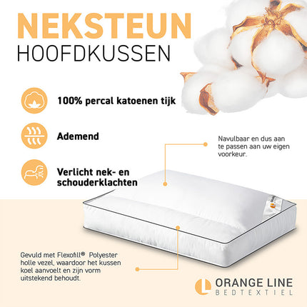 Orange Line Hoofdkussen Percale Katoen - Comfort - Neksteun