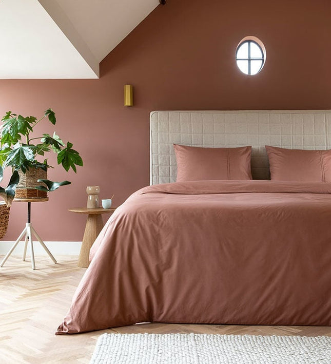 Presence Dekbedovertrek Egyptisch Katoen - Uni - Koraal