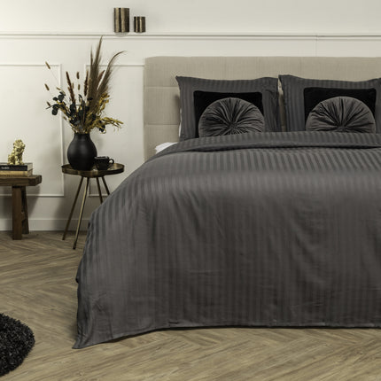 Presence Dekbedovertrek Katoen-Satijn - Satijnstreep - Antraciet