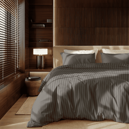 Presence Dekbedovertrek Katoen-Satijn - Satijnstreep - Antraciet