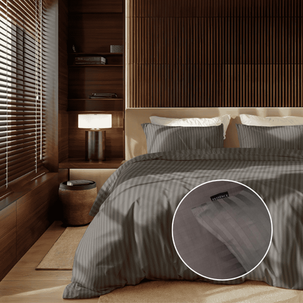 Presence Dekbedovertrek Katoen-Satijn - Satijnstreep - Antraciet