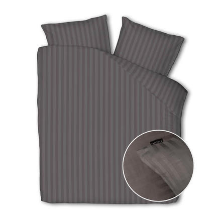 Presence Dekbedovertrek Katoen-Satijn - Satijnstreep - Antraciet