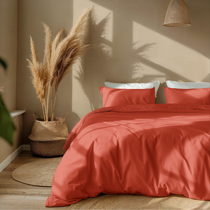Presence Dekbedovertrek Percale-Katoen - Uni - Koraal
