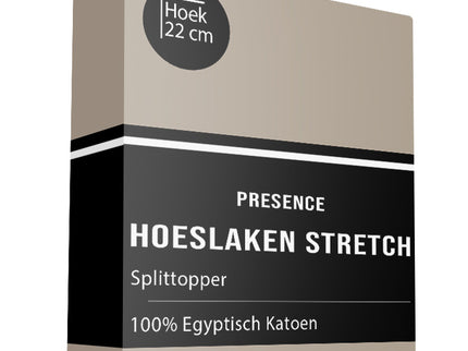 Presence Splittopper Hoeslaken - Egyptisch Katoen Stretch - Taupe