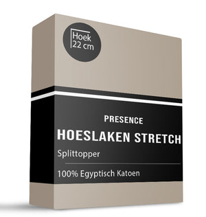 Presence Splittopper Hoeslaken - Egyptisch Katoen Stretch - Taupe