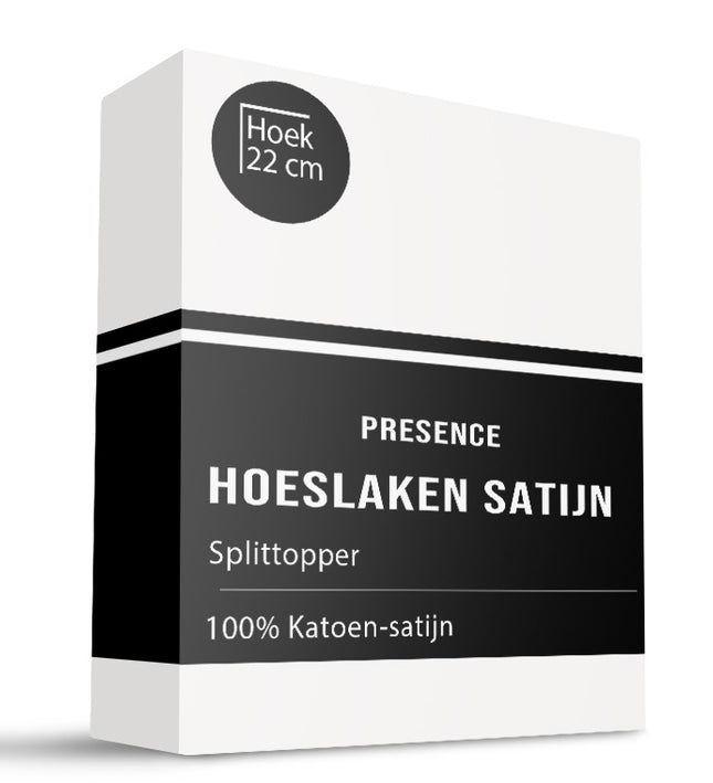 Presence Splittopper Hoeslaken - Satijn - Wit