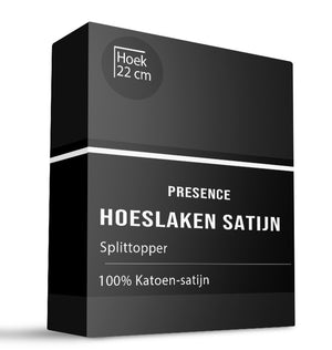 Presence Splittopper Hoeslaken - Satijn - Zwart