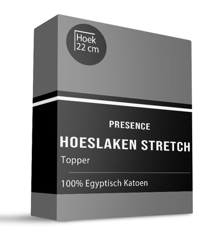 Presence Topper Hoeslaken - Egyptisch Katoen Stretch - Grijs
