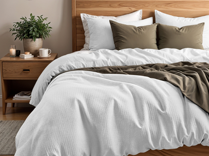 Primaviera Deluxe Dekbedovertrek Percale-Katoen - Waffle - Wit